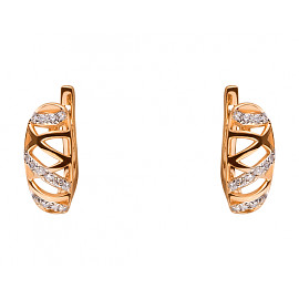 Серьги из красного с белым золота с цирконом 01-19333995