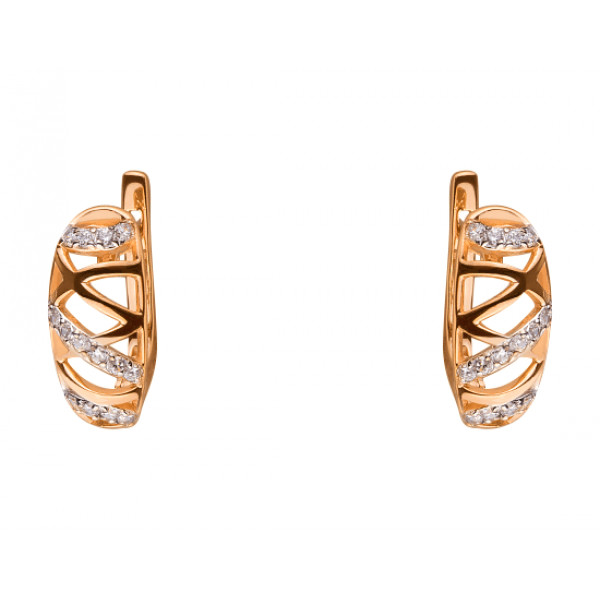 Серьги из красного с белым золота с цирконом