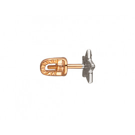 Сережки з золота червоного з білим кольору з цирконом «Зірка»