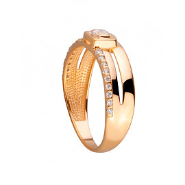 Золота каблучка у червоному кольорі з цирконом