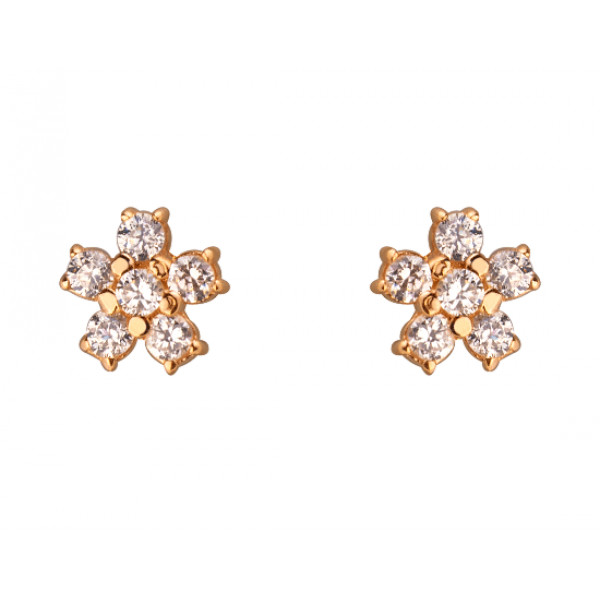 Золотые серьги красного цвета с цирконом