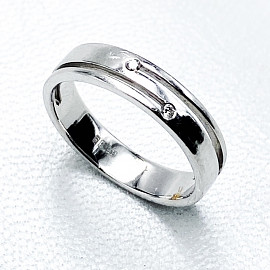 Обручальное кольцо из золота в белом цвете с белыми бриллиантами 01-200099395