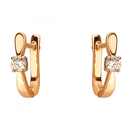 Серьги из золота в красном с белым цвете с цирконом 01-200111995