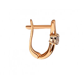 Серьги из золота в красном с белым цвете с цирконом