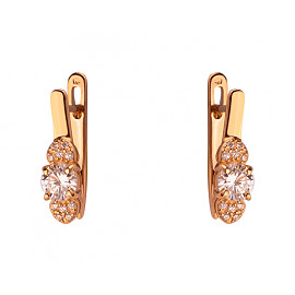 Сережки з золота у червоному кольорі з цирконом 01-200152595
