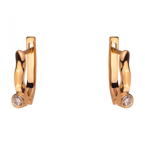 Серьги из красного золота с цирконом