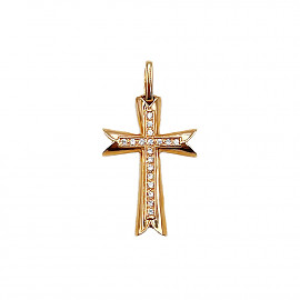 Крестик из золота в красном цвете с цирконом 01-200254795