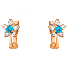 Серьги из красного золота с цирконом 01-200283095
