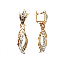 Серьги из золота в красном с белым цвете с цирконом 01-200744095