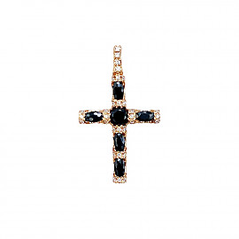 Крестик из золота в красном цвете с цирконом 01-200748295