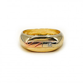 Золотой перстень с белым бриллиантом 01-200760995