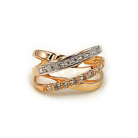 Кольцо из золота красного с белым цвета с цирконом 01-200761995