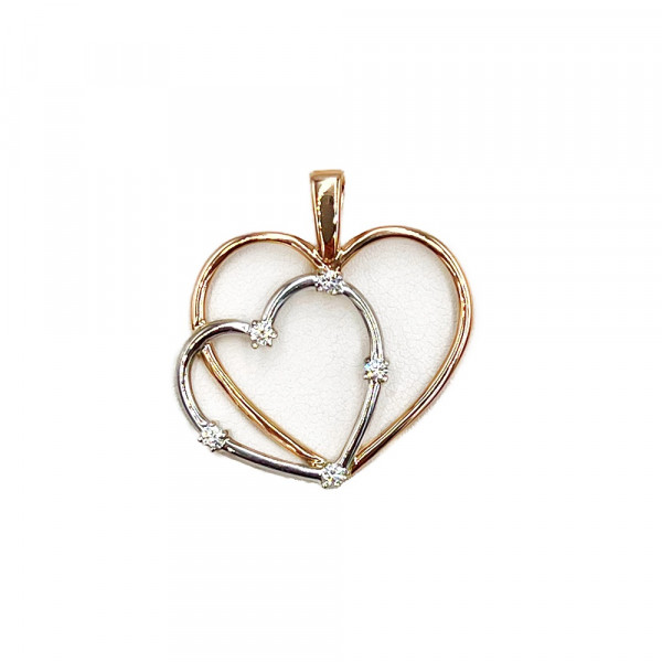 Кулон з золота з білими діамантами «Серця»