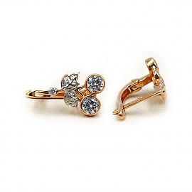 Серьги из красного с белым золота с цирконом «Вишни» 01-200819995