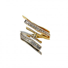 Каблучка з золота жовтого з білим кольору з цирконом 01-200850895