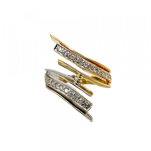 Каблучка з золота жовтого з білим кольору з цирконом