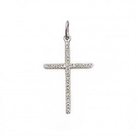 Золотой крестик в белом цвете с желтыми бриллиантами 01-200859395