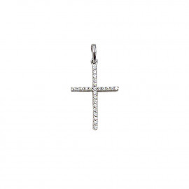 Золотий хрестик білого кольору з цирконом 01-200867495