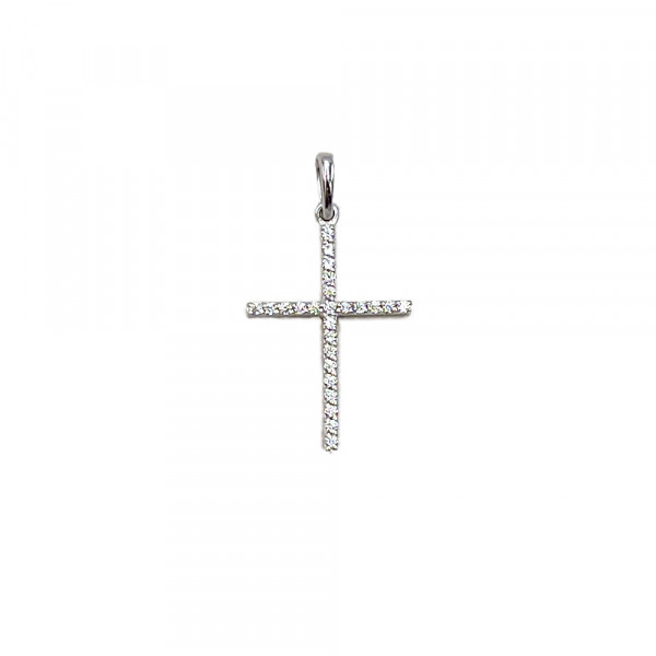 Золотий хрестик білого кольору з цирконом