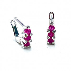 Золоті сережки у білому кольорі з жовтими діамантами та цирконом 01-200884595