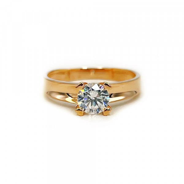 Каблучка з червоного золота з цирконом