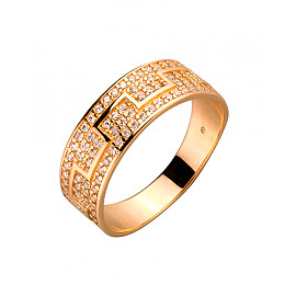 Кольцо из золота красного цвета с цирконом 01-200087496
