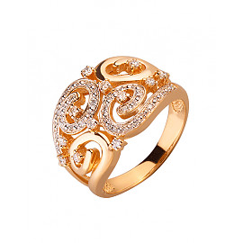 Каблучка з золота з білими та жовтими діамантами 01-200092596