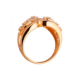 Каблучка з золота з білими та жовтими діамантами