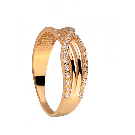 Золота каблучка у червоному кольорі з цирконом