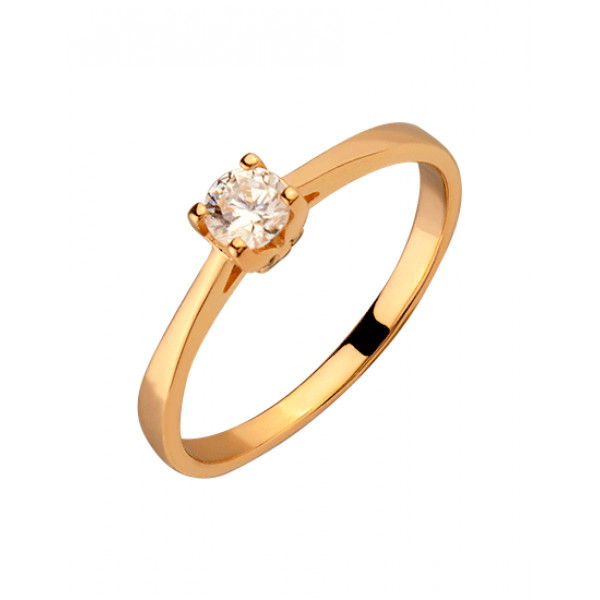 Каблучка з золота у червоному кольорі з цирконом