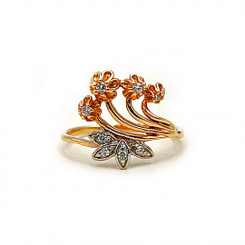 Кольцо из золота в красном с белым цвете с цирконом 01-200252996