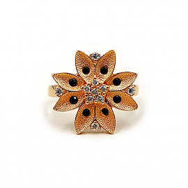 Каблучка з золота червоного кольору з цирконом 01-200254796