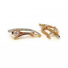 Серьги из золота в красном с белым цвете с цирконом 01-200585496