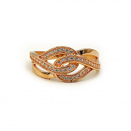 Золотое кольцо в красном цвете с цирконом 01-200760996
