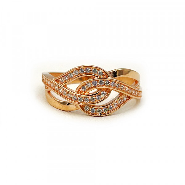 Золотое кольцо в красном цвете с цирконом