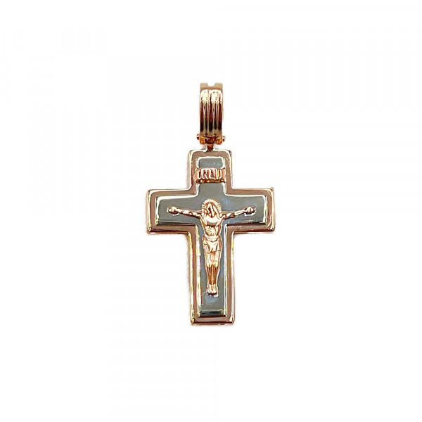Крестик из красного с белым золота