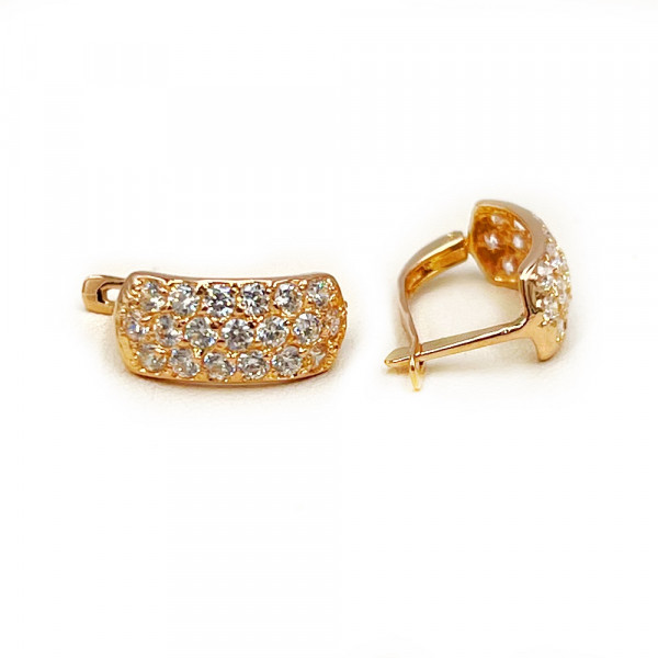 Золотые серьги в красном цвете с цирконом