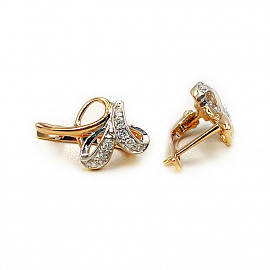 Серьги из золота красного с белым цвета с белыми бриллиантами 01-200781896