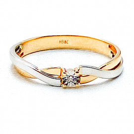 Кольцо из золота с белым бриллиантом 01-200789796