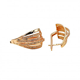 Сережки з червоного золота з цирконом 01-200804896