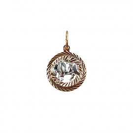 Золотой кулон красного с белым цвета 01-200825096