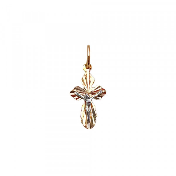 Крестик из золота в красном с белым цвете