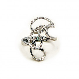 Золота каблучка білого кольору з жовтими діамантами 01-200859396