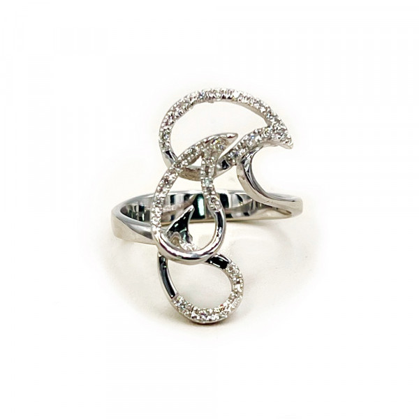 Золота каблучка білого кольору з жовтими діамантами