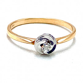 Каблучка з червоного з білим золота з жовтим діамантом 01-200876296