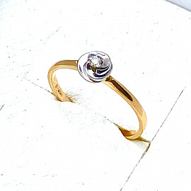 Каблучка з червоного з білим золота з жовтим діамантом