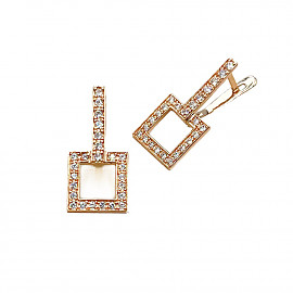 Золоті сережки у червоному кольорі з цирконом 01-200893296