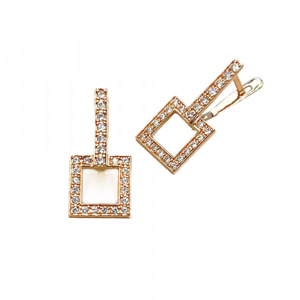 Золоті сережки у червоному кольорі з цирконом