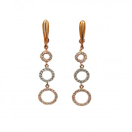 Серьги из золота в красном с белым цвете с цирконом 01-200902596