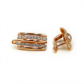 Сережки з золота у червоному з білим кольорі з цирконом 01-200922196